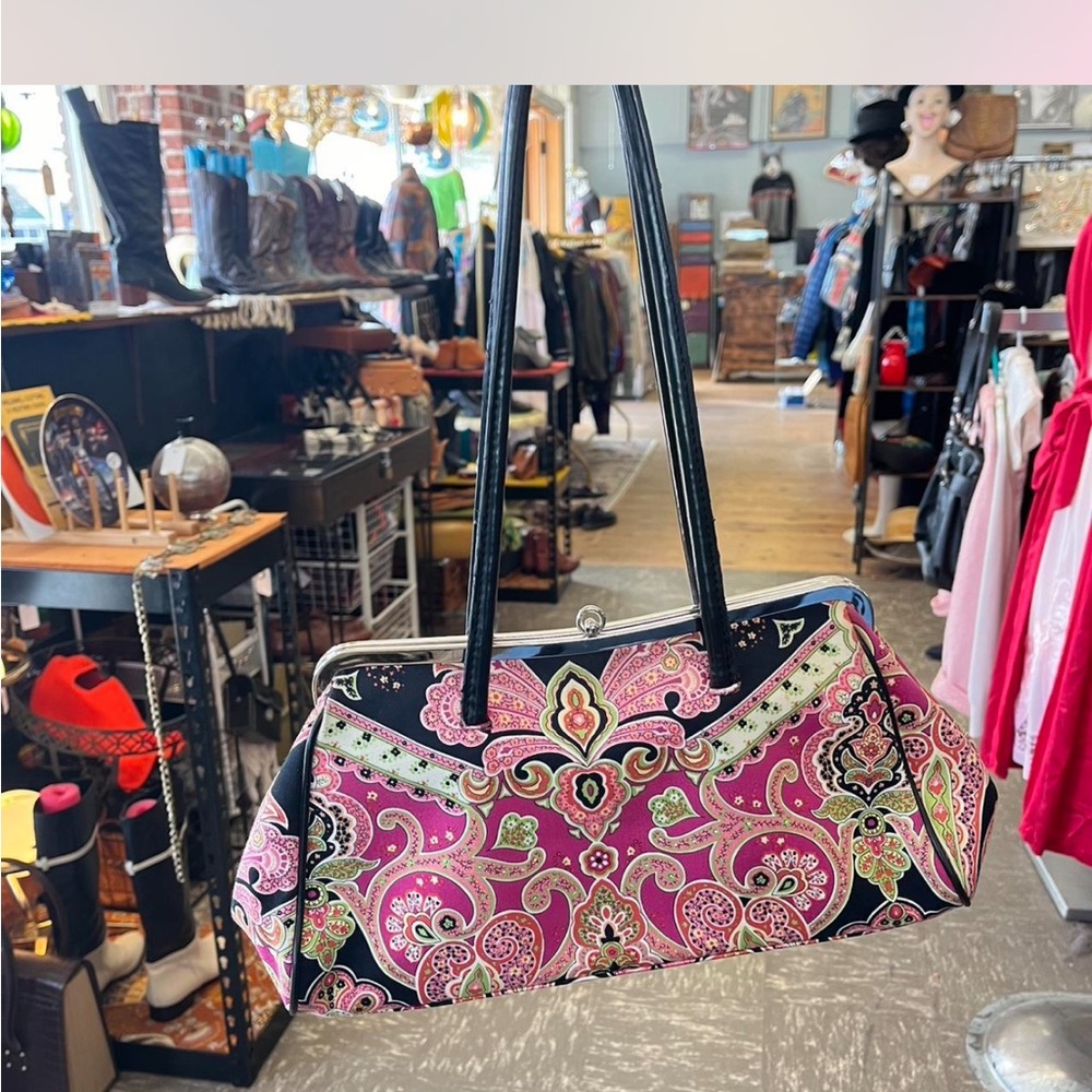 Paisley Black and Pink Women's Bag